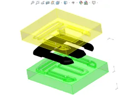Mold for a plastic clip buckle.