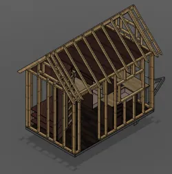 Tiny Home 7x11' Off Grid Tiny House Small Cabin Architecture 3D Fusion Cad DWG
