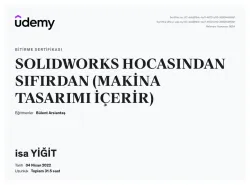 UDEMY  SOLİDWORKS EĞİTİM SERTİFİKA