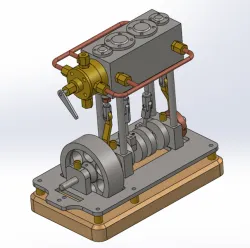 2 CYLINDER VERTICAL MARINE TYPE STEAM ENGINE (BORE 24 X STROKE28)