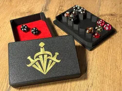 Dice and miniature box and tray with D&D class icons - magnetic