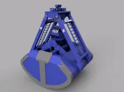 Rope operated bulk handling grab