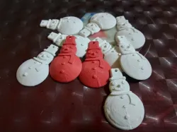 Snowman and snowflake ornaments.