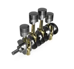 4-Piston engine: crank shaft and pistons