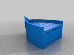 Combined Openforge 28mm Boat Tiles Ship Front with added Figurehead