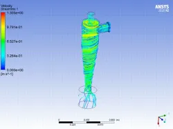 Cyclone Separator CFD Flow analysis for air velocity of 1 m/s and particle diameter of 5 micro meter