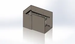 Open corner kitchen cabinet.