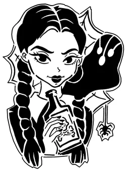 Wednesday Addams stencil 8 + 2D