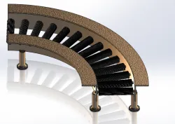 Arc-Shaped Conveyor System with Motor, Belt, and Rollers