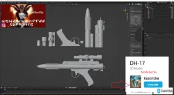 DH-17 Blaster StarWars 3dPrint No Supports