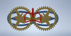 Two Gears Synchronized by a Central Wheel.