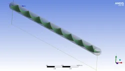 Axial or twisted shape inside a pipe.