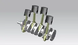 Piston + connecting rod + crank shaft of inline 4 cylinder engine
