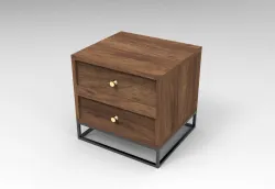 Iron Wooden Bedside Table