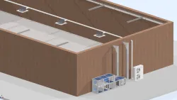 Mixed air conditioning system (UTA) and split heat pump cassette