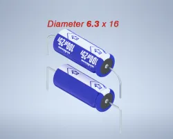 Aluminum Axial Electrolytic Capacitor. VX series 100uf 25v. 6.3x16mm. Pitch 18 to 26mm. Electrolitico NICHICON