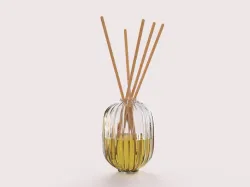 Diffuser round decorative glass container with diffuser sticks