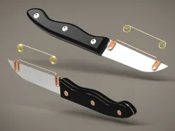 Kitchen Knife For Peeling Vegetables, With A Fastened Wire Clamp On The Knife Blade