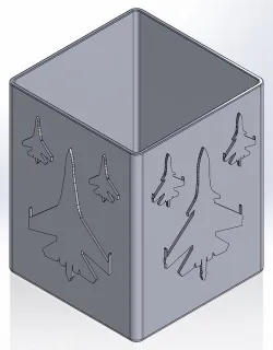 Square pencil case with silhouettes of Russian fighter planes