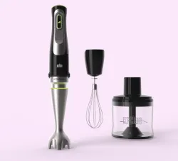 Hand inmersion blender with dicer,whisk and food procesor.