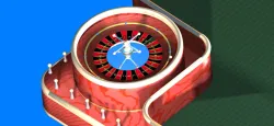 Roulette table with wheel