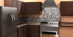Apartment Kitchen Scene-Rendering