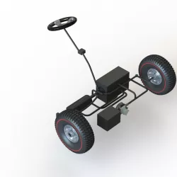 CAR Wheel with Engine CAD Model