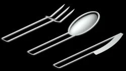 Fork, spoon and knife.