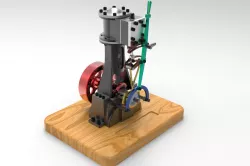 Vertical steam engine with reverse  gear