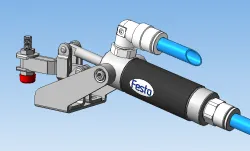 Clamp with pneumatic drive
