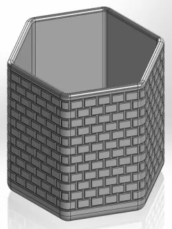 Hexagonal pencil cup with brick imitation