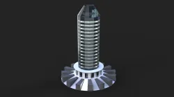 Sketch design of a high-rise building in the form of a pencil.