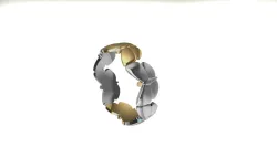 Two-tone gold butterfly ring with turquoise pearl and south sea gold