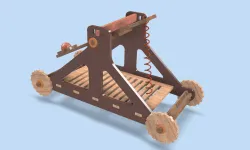 Wooden catapult for 2D laser cutting.