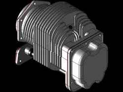 Aircraft Boxer Engine Cylinder (Cub Style) STEP File