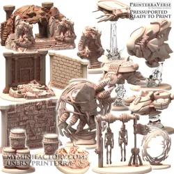 009 EMERALD TECHNOPUNK Scifi Space Pirate Speeder Ships Alien Ectoplasm Cosmic Portal and Kaiju Temple Ruins Scatter Terrain