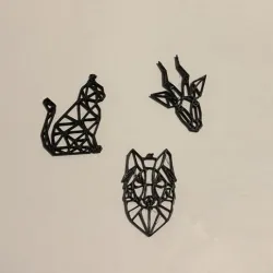 all 3 geometric animal necklace geometric wolf, cat, deer