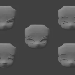 Face Pack 1 for Modular Anime Chibi Figurine