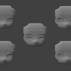 Face Pack 2 for Modular Anime Chibi Figurine