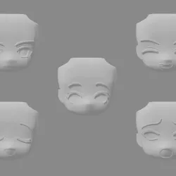 Face Pack 3 for Modular Anime Chibi Figurine