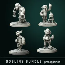 Goblins set 4 miniatures 32mm pre-supported