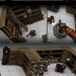 Modular Shelves - Library & Study Decor - 28mm Gaming - Sample Items