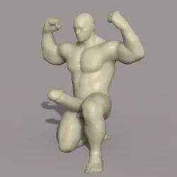 Strong Muscular Man Showing Off His Big Dick Pose