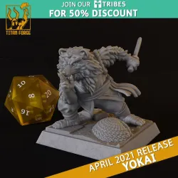 Tanuki with Sword - Yokai - Titan Forge Miniatures April 2021
