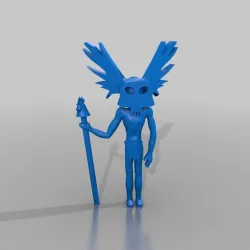 black vodoo man with ckicken head stick