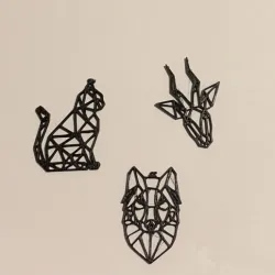 geometric animal necklace geometric wolf, cat, deer