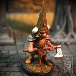 Gnome with Axe, Fantasy Tabletop RPG Miniature or Garden Gnome Statue