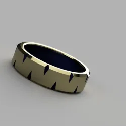 Gold Blue dented ring