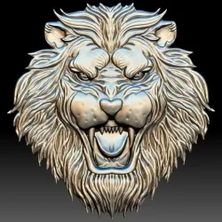 Lion head STL file 3d model - relief for CNC router or 3D printer.
