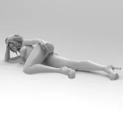 Sexy Nude Girl in High Heels Posing While Lying Down Uncensored  V3